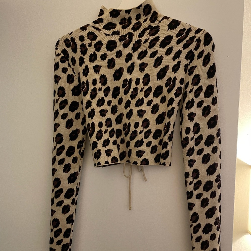 Zara mock neck cheetah sweater size M worn once